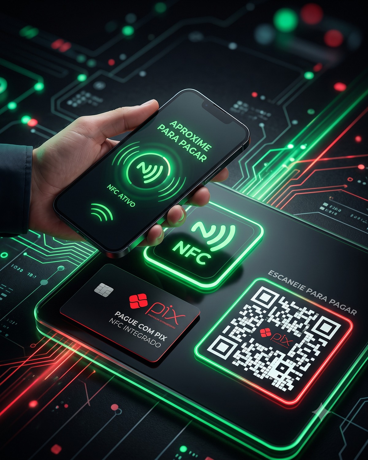 Cartão Pix, display Pix e pagamento inteligente NFC